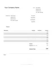 Blank Cleaning Service Invoice Template