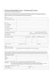 Commercial Invoice for Customs Declaration Template