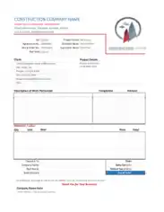 Construction Work Invoice Sample Template
