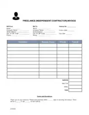 Independent Contractor Receipt Invoice Sample Template