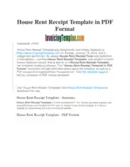 Free Download PDF Books, House Rent Invoice Template