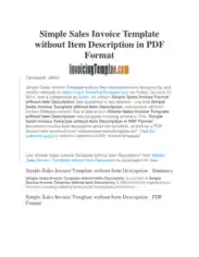 Free Download PDF Books, Simple Sales Invoice Template