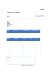 Free Download PDF Books, Blank Computer Service Invoice Template