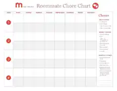 Free Download PDF Books, Roommate Chore Chart Sample Template