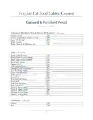 Sample Food Calorie Chart Template