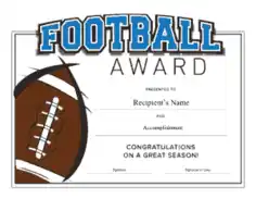 Football Award Certificate Template