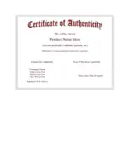 Certificate of Authenticity Free Template