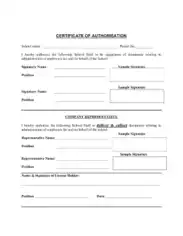 Certificate of Authorisation Template