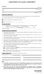 Assignment of Lease Agreement Template