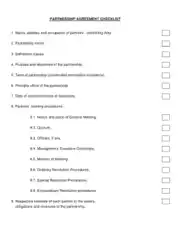Free Download PDF Books, Printable Partnership Agreement Checklist Template