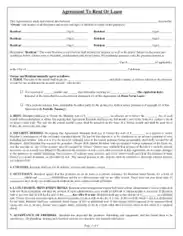 Agreement To Rent Or Lease Form Template
