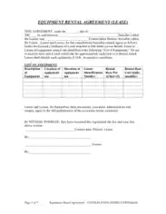 Free Download PDF Books, Basic Equipment Rental Agreement Sample Template