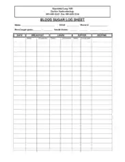 Free Download PDF Books, Parker Endo BLood Sugar Log Sheet Template
