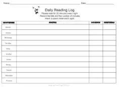 Daily Reading Log Format Template