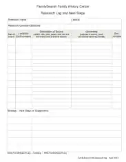 Family History Research Log Template