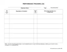 Free Download PDF Books, Performance Tracking Log Template