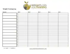 Free Download PDF Books, Weight Loss Training Log Template