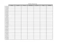 Free Download PDF Books, Weekly Activity Log Template