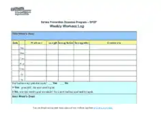 Weekly Exercise Program Workout Template