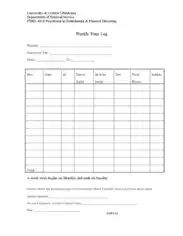 Free Download PDF Books, Weekly Time Log Template