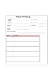 Project Activity Log Template