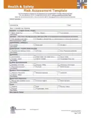 Health And Safety Risk Assessment Checklist Template