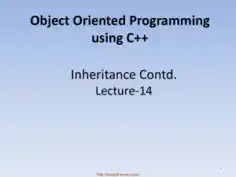 Object Oriented Programming Using C++ Inheritance Contd – C++ Lecture 14