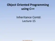 Object Oriented Programming Using C++ Inheritance Contd – C++ Lecture 15