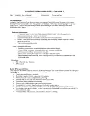 Free Download PDF Books, Assistant Brand Manager Job Description Sample Template