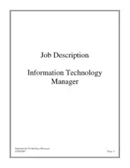 Information Technology Manager Job Description Sample Template