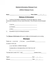 Free Download PDF Books, HIPAA Medical Information Release Form Template