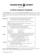 Critical Analysis Sample Template