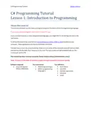 Free Download PDF Books, C# Programming Tutorial Lesson 1 – Introduction To Programming