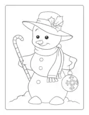 Free Download PDF Books, Snowman Cute Candy Cane Ornament Preschoolers Coloring Template