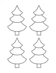 Christmas Tree Blank Outline Curved Tiers Small Free Coloring Template