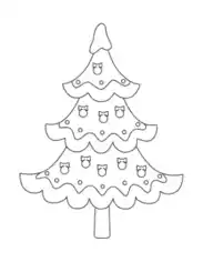 Free Download PDF Books, Christmas Tree Simple Tree With Baubles Snow Free Coloring Template