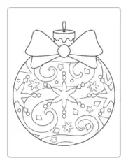 Christmas Ornaments Coloring Pages Large Bow Patterned For Kids Coloring Template