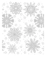Christmas Snowflakes Background Coloring Template