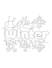 Snowflake Hello Winter Sign Coloring Template
