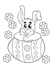 Free Download PDF Books, Easter Cartoon Bunny With Patterned Egg Coloring Template
