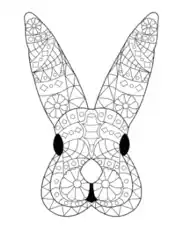 Free Download PDF Books, Easter Patterned Bunny Head Coloring Template