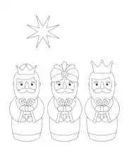 Christmas Three Kings Gifts Star Coloring Template