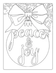 Christmas Peace Joy Bauble Bow Coloring Template