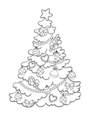Free Download PDF Books, Christmas Tree Simple Decorated Tree Coloring Template