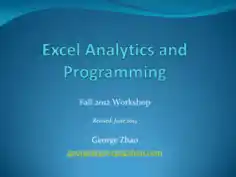Excel Analytics And Programming