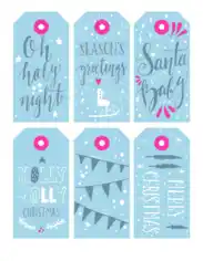 Christmas Tags Snow Blue Pink Cute Font Coloring Template