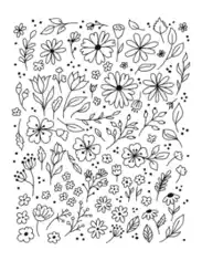 Free Download PDF Books, Cute Flower Doodle Coloring Template