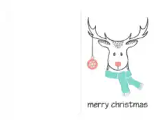 Free Download PDF Books, Christmas Cards Merry Deer Scarf Bauble Coloring Template