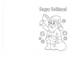 Free Download PDF Books, Christmas Cards Santa Sack Happy Holidays Coloring Template