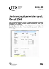 Introduction To Microsoft Excel 2003